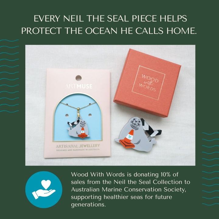 Neil the Seal ARTMUSE Charm + Clip-On Hoops