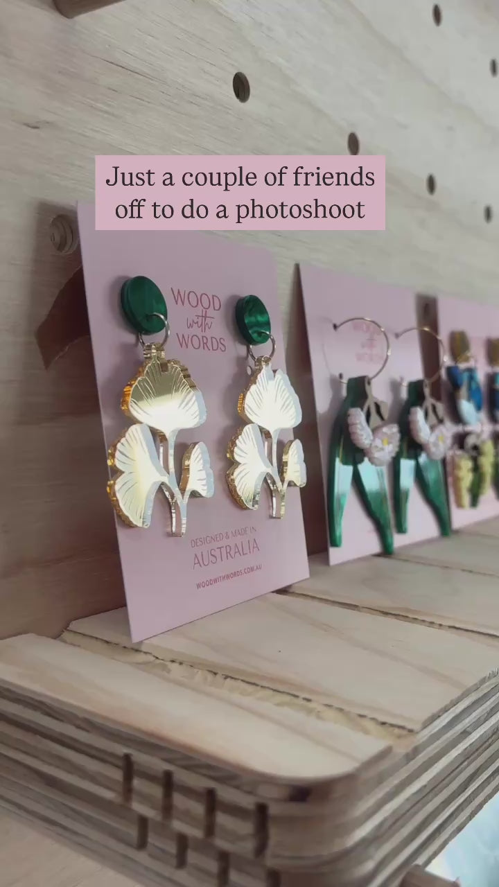 Fairy Wren Wattle Branch Dangle Earrings