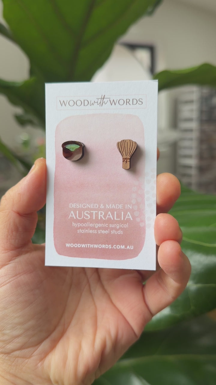Matcha Bowl and Chasen Bamboo Whisk Stud Earrings