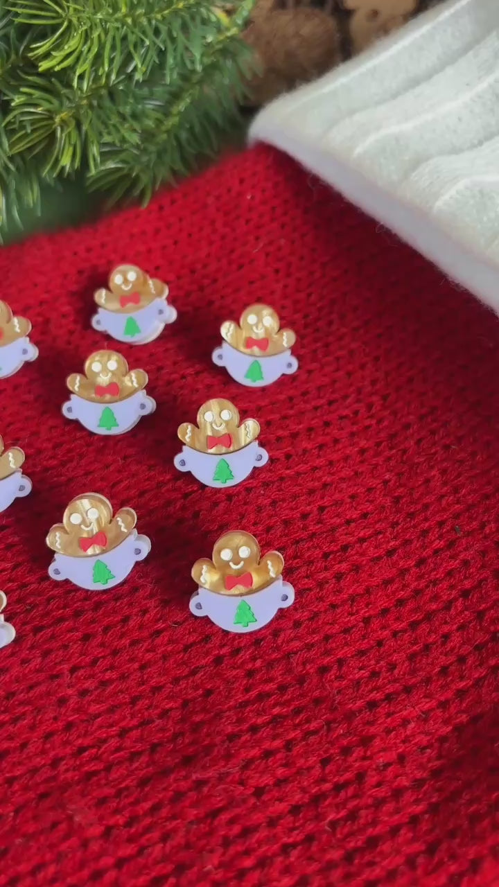 ポインセチアのアクリルスタッドピアス
