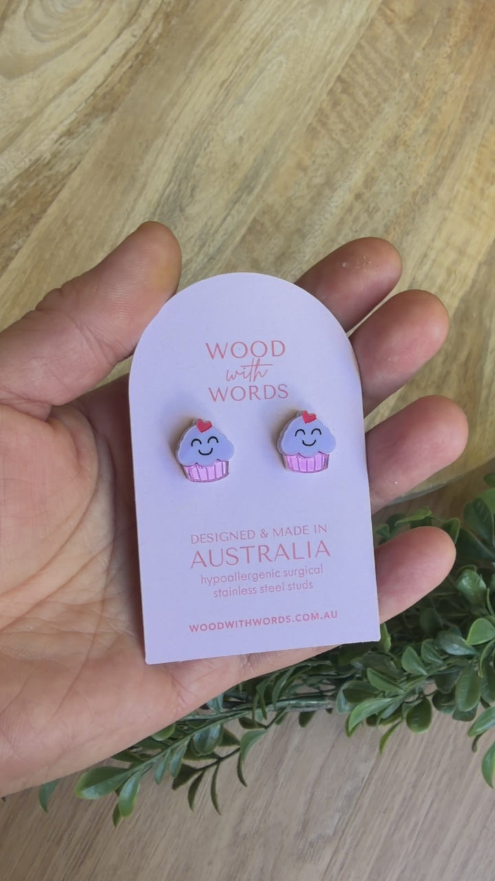 Cupcake Acrylic Stud Earrings