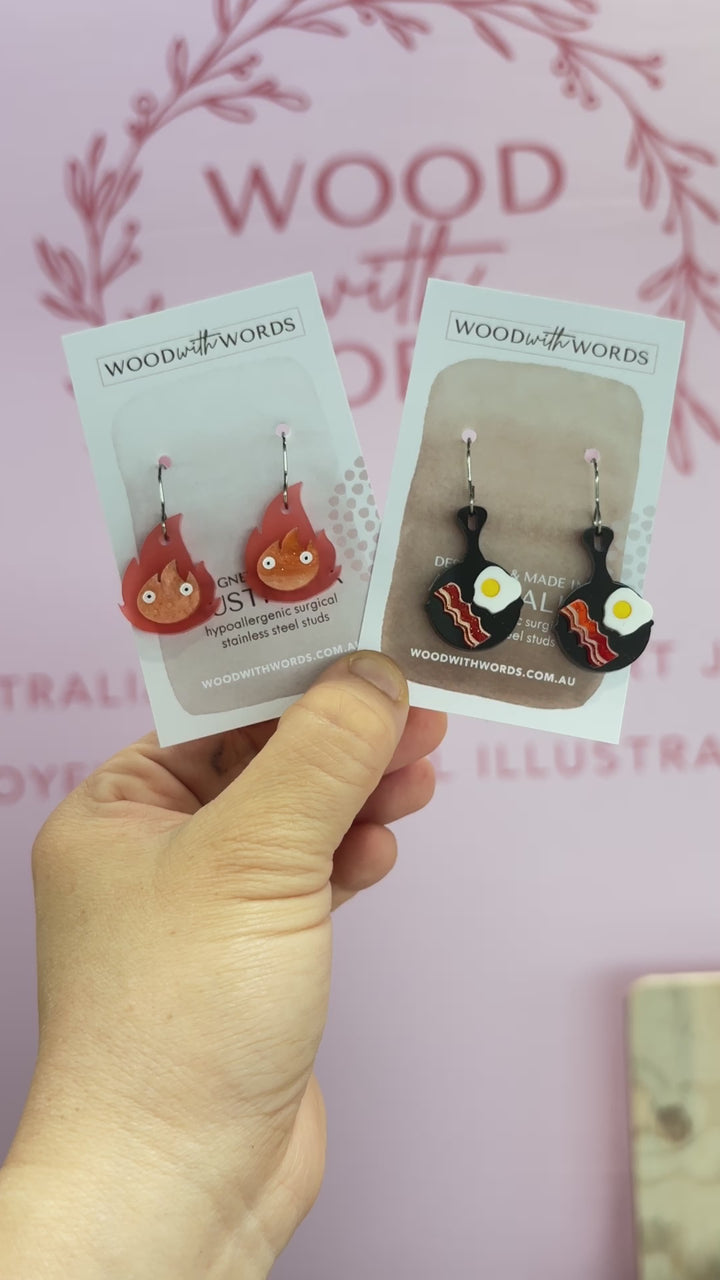 Bacon and Eggs Acrylic Dangle Earrings