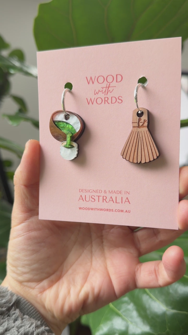 Matcha Bowl x Bamboo Whisk Charm + Hoops