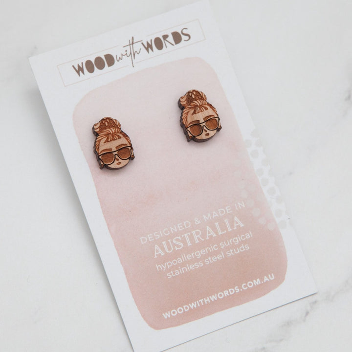 Audrey Wooden Stud Earrings - Wood With Words