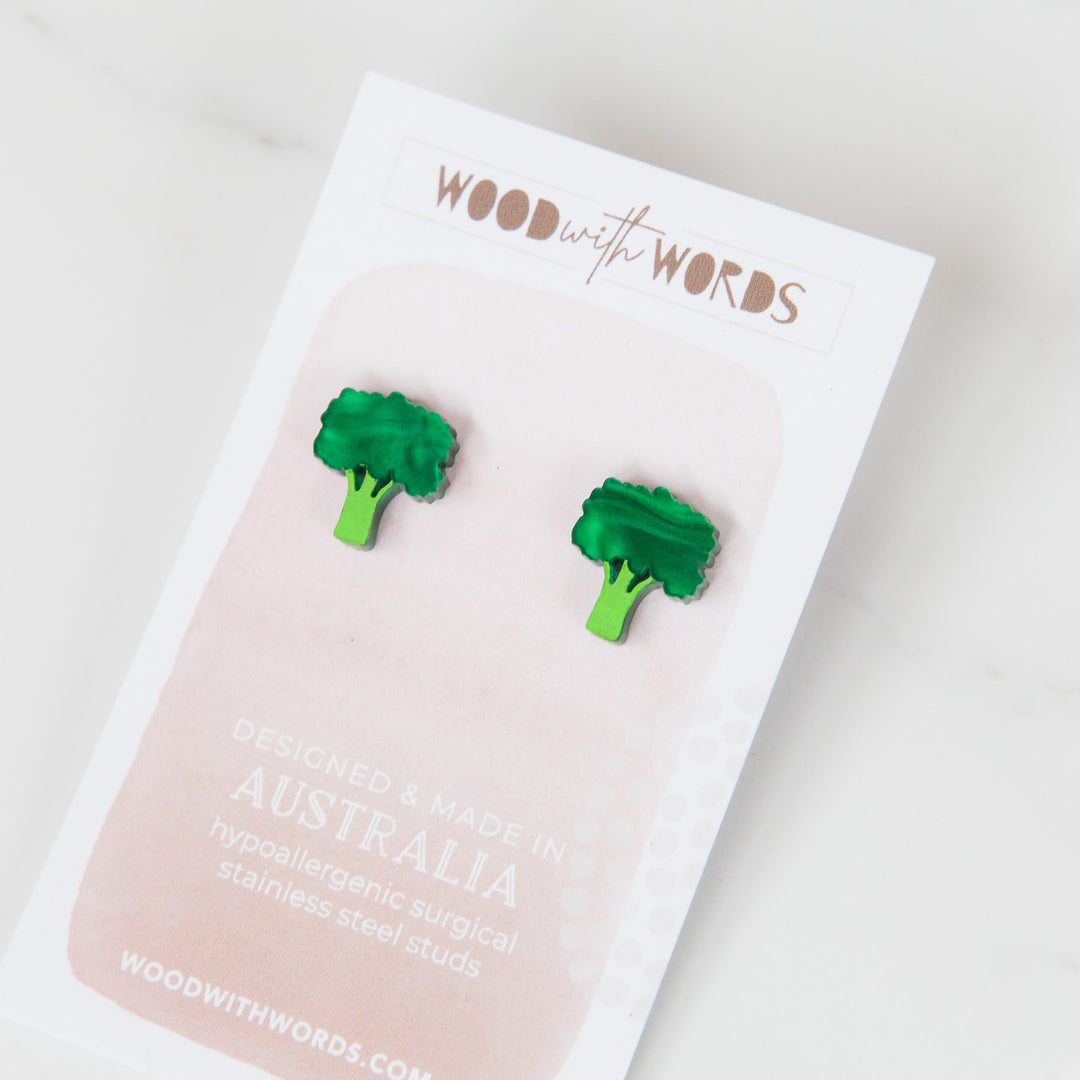 Broccoli Acrylic Stud Earrings