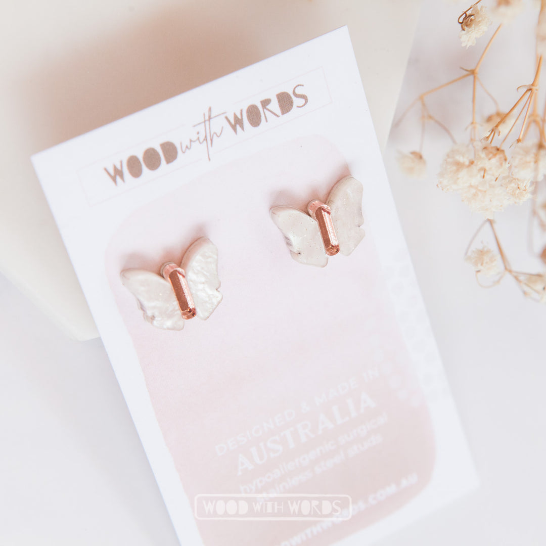 Shimmer Butterfly Acrylic Stud Earrings