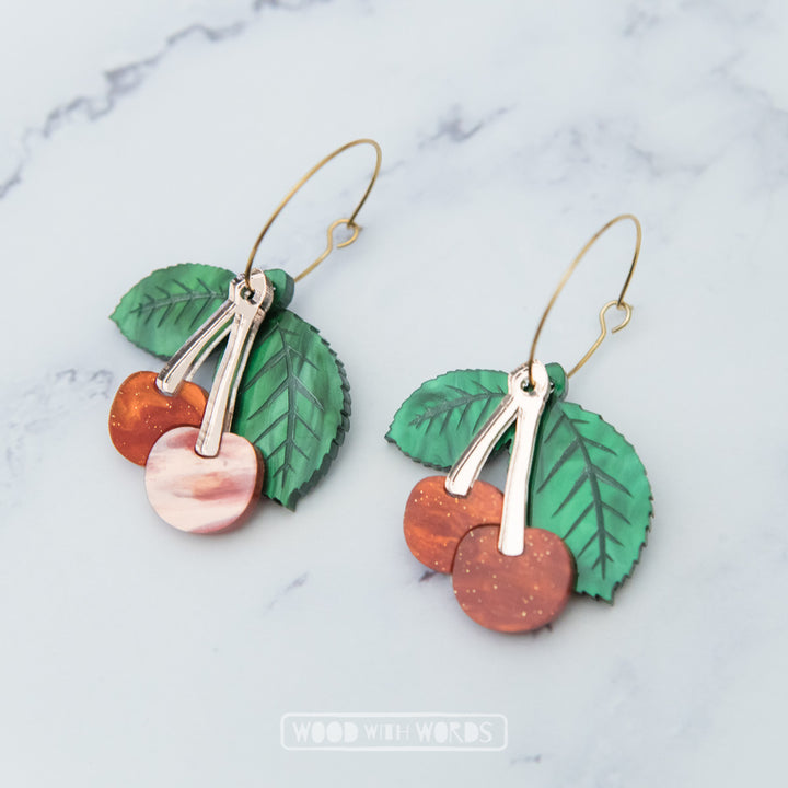 Cherry Acrylic Dangle Earrings