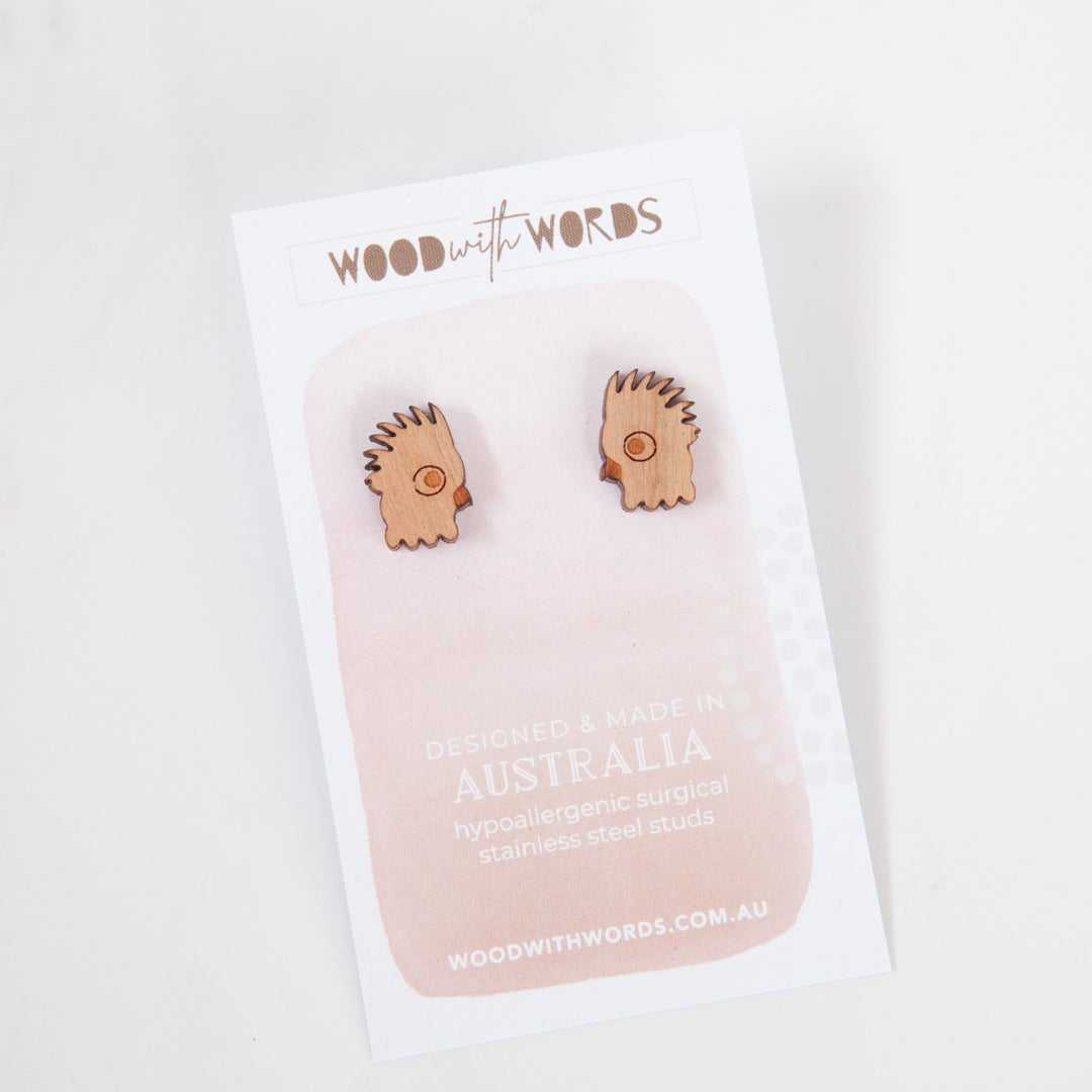 Cockatoo Wooden Stud Earrings