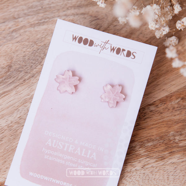 Pink Blossom Acrylic Stud Earrings