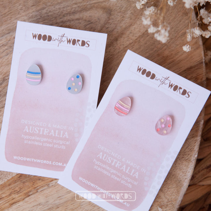 Pink Easter Eggs Acrylic Stud Earrings