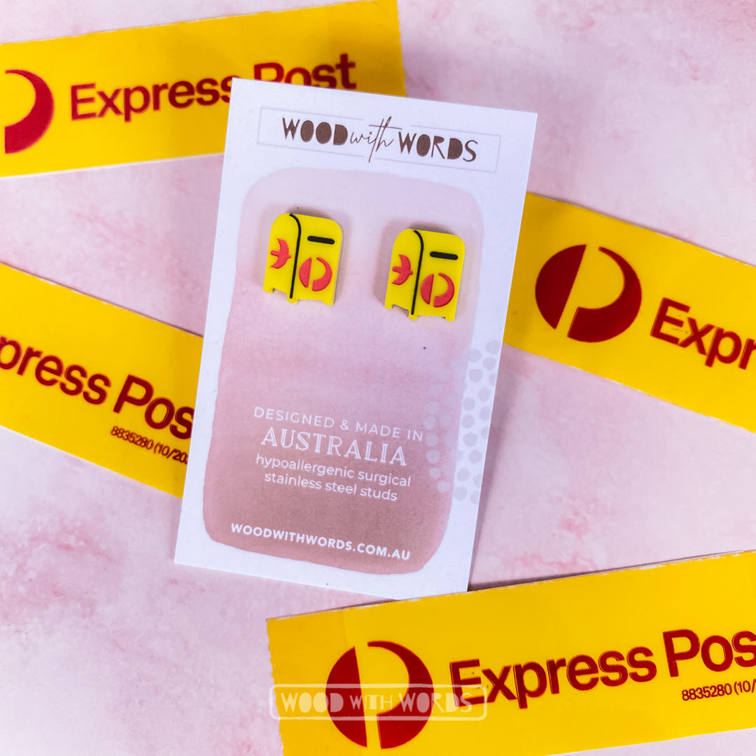 Express Post Box Mail Box Stud Earrings