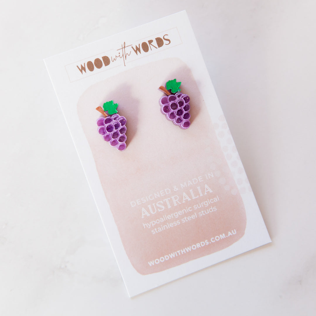 Grape Purple Stud Earrings