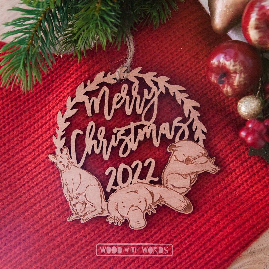 Kangaroo Wildlife Trio Christmas Ornament - Clearance