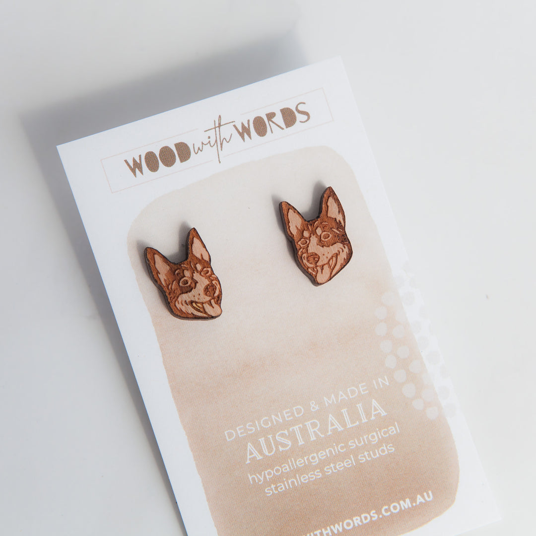 Kelpie Wooden Stud Earrings - Wood With Words