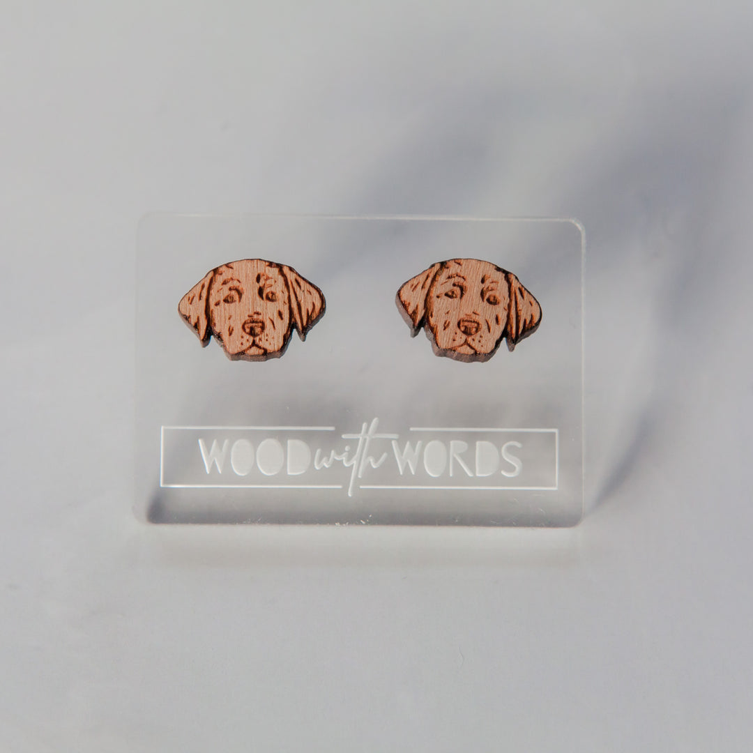Labrador Wooden Stud Earrings
