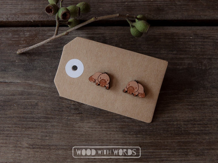 Australian Wildlife Series Wooden Stud Earrings - Wood With Words
