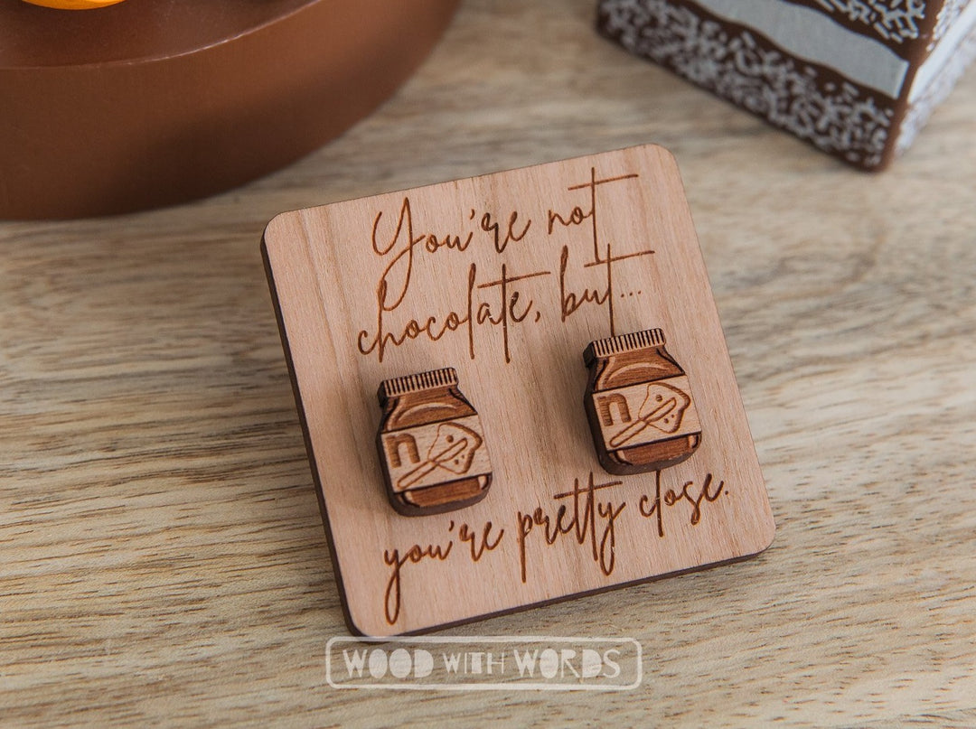 Chocolate Spread Wooden Stud Earrings - Wood With Words