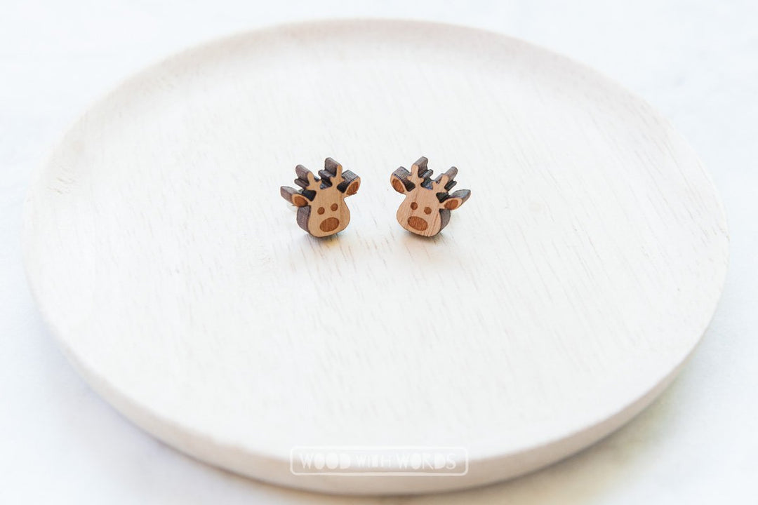 Christmas Wooden Stud Earrings - Wood With Words