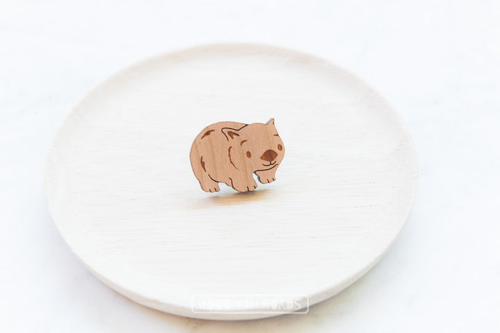 Wombat Wooden Pin - Wood With Words