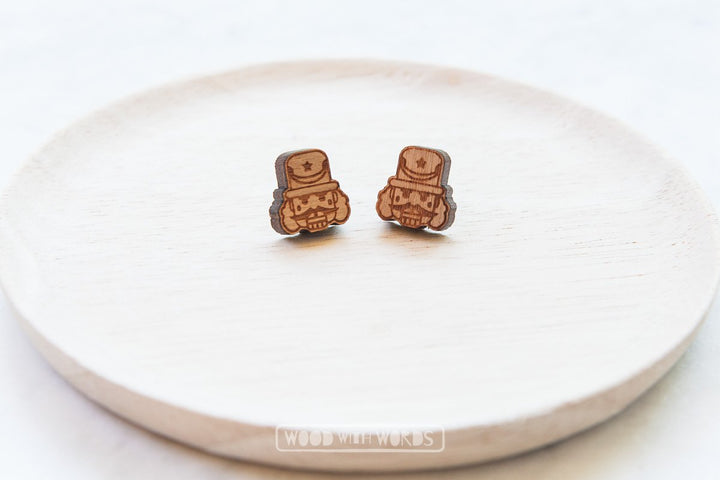 Christmas Wooden Stud Earrings - Wood With Words