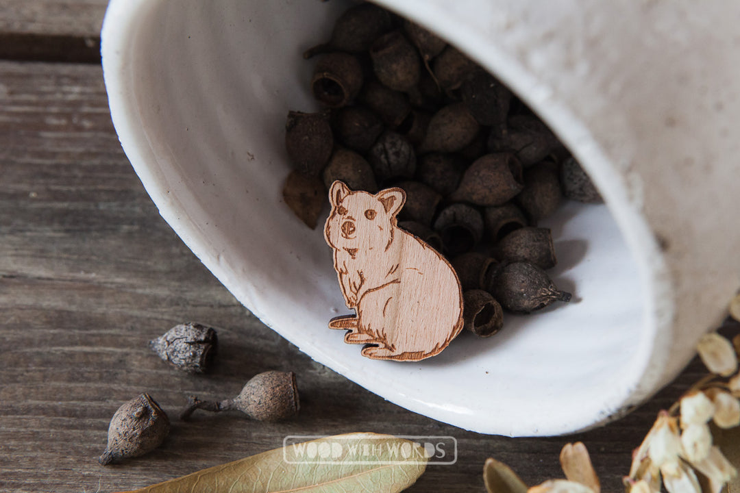Quokka Wooden Pin - Wood With Words