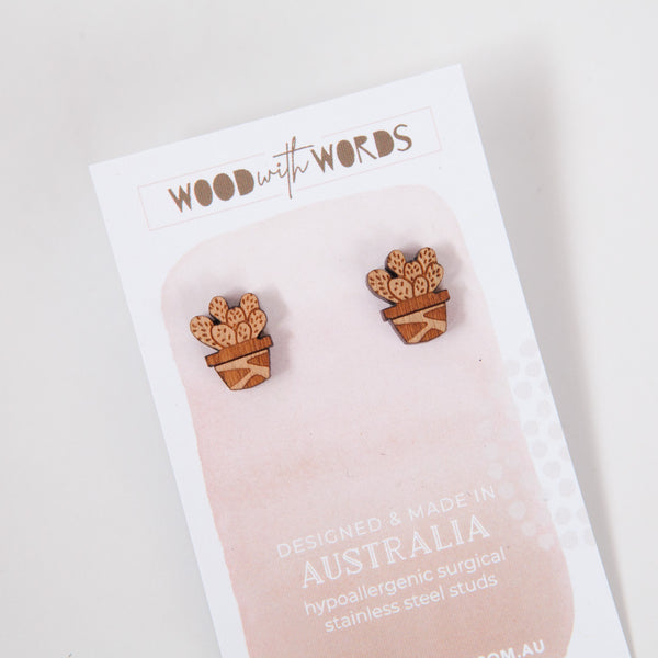 Cactus Stud Earrings - Bunny Ears Ziggy Pot