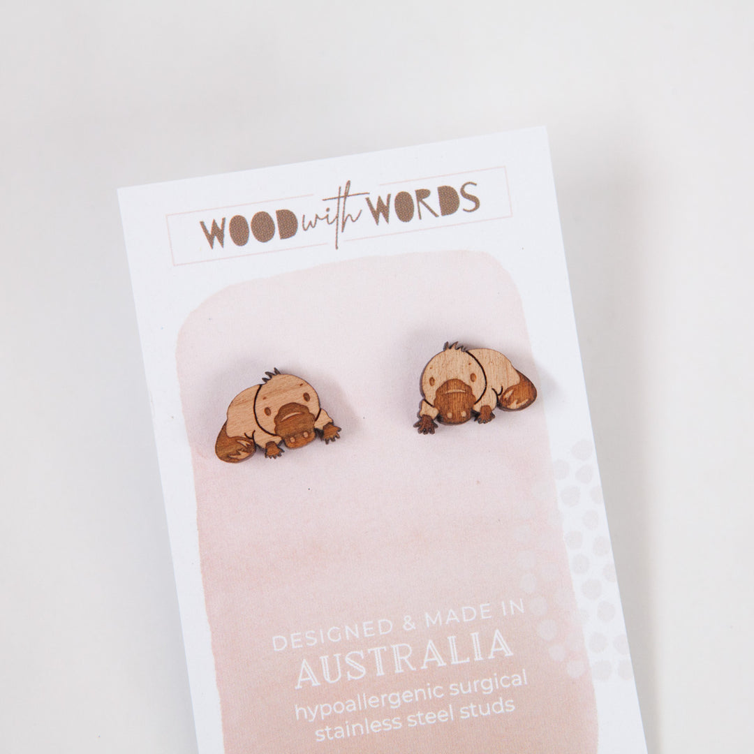 Platypus Wooden Stud Earrings