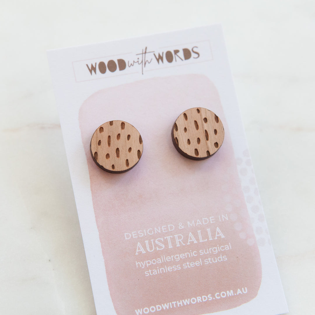 Rain Confetti Wooden Stud Earrings - Wood With Words