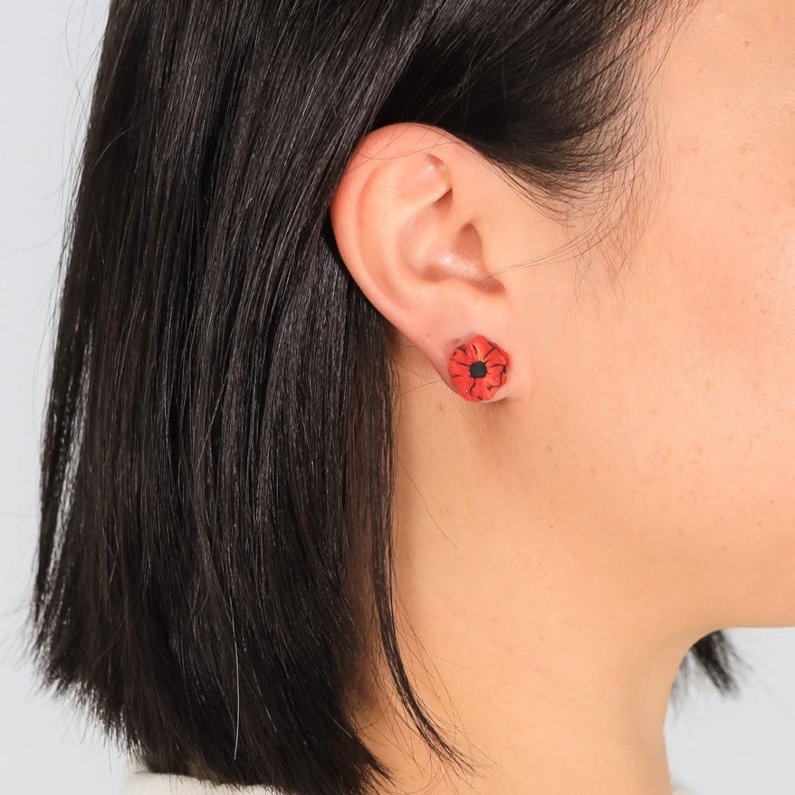 Red Poppy Acrylic Stud Earrings