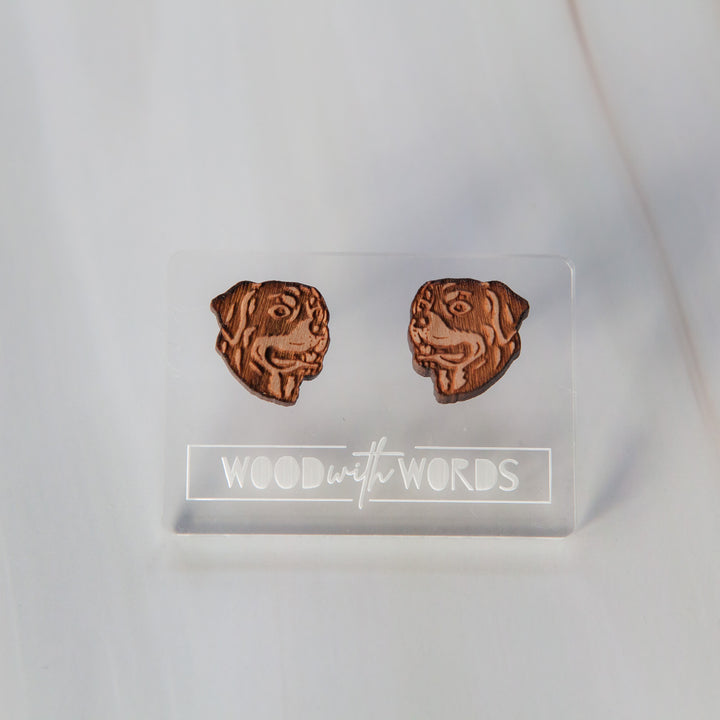 Rottweiler Wooden Stud Earrings