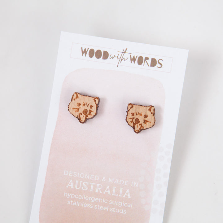 Tasmanian Devil Wooden Stud Earrings