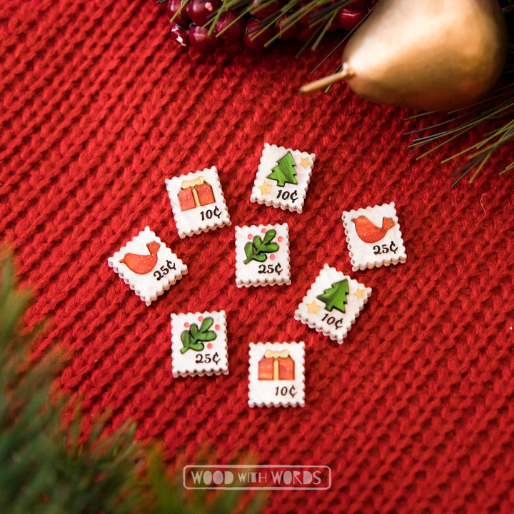 Vintage Postage Stamps Acrylic Stud Earrings