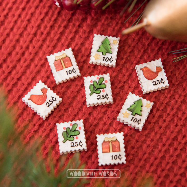 Vintage Postage Stamps Acrylic Stud Earrings