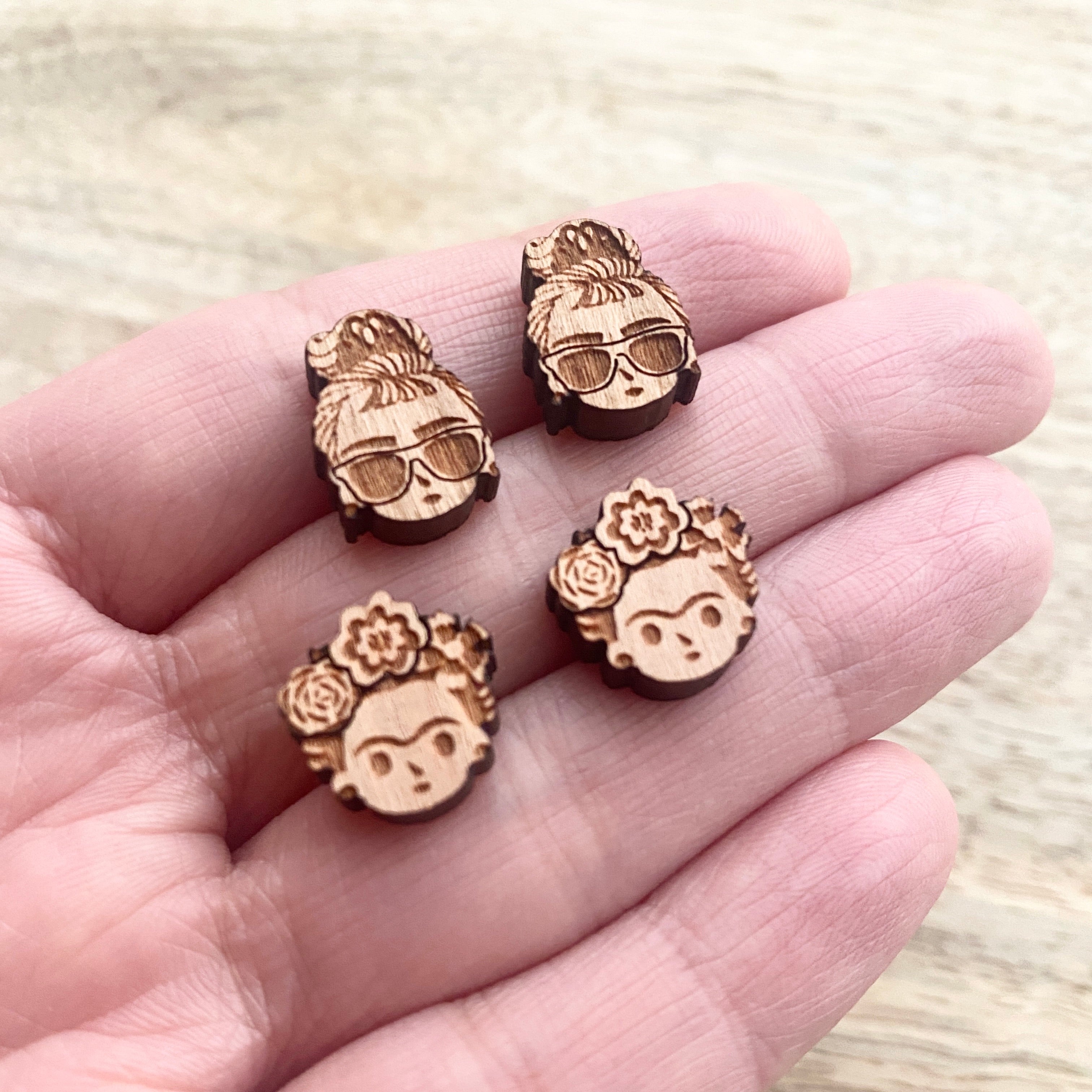 Engraved Leopard Wooden Stud Earrings – McAdams Design Company